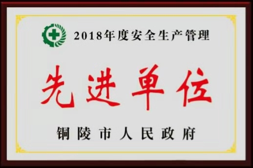 2018年度“铜陵市安全生产管理先进单位”