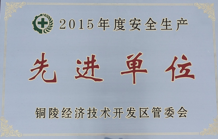 2015年度铜陵经开区"安全生产先进单位"